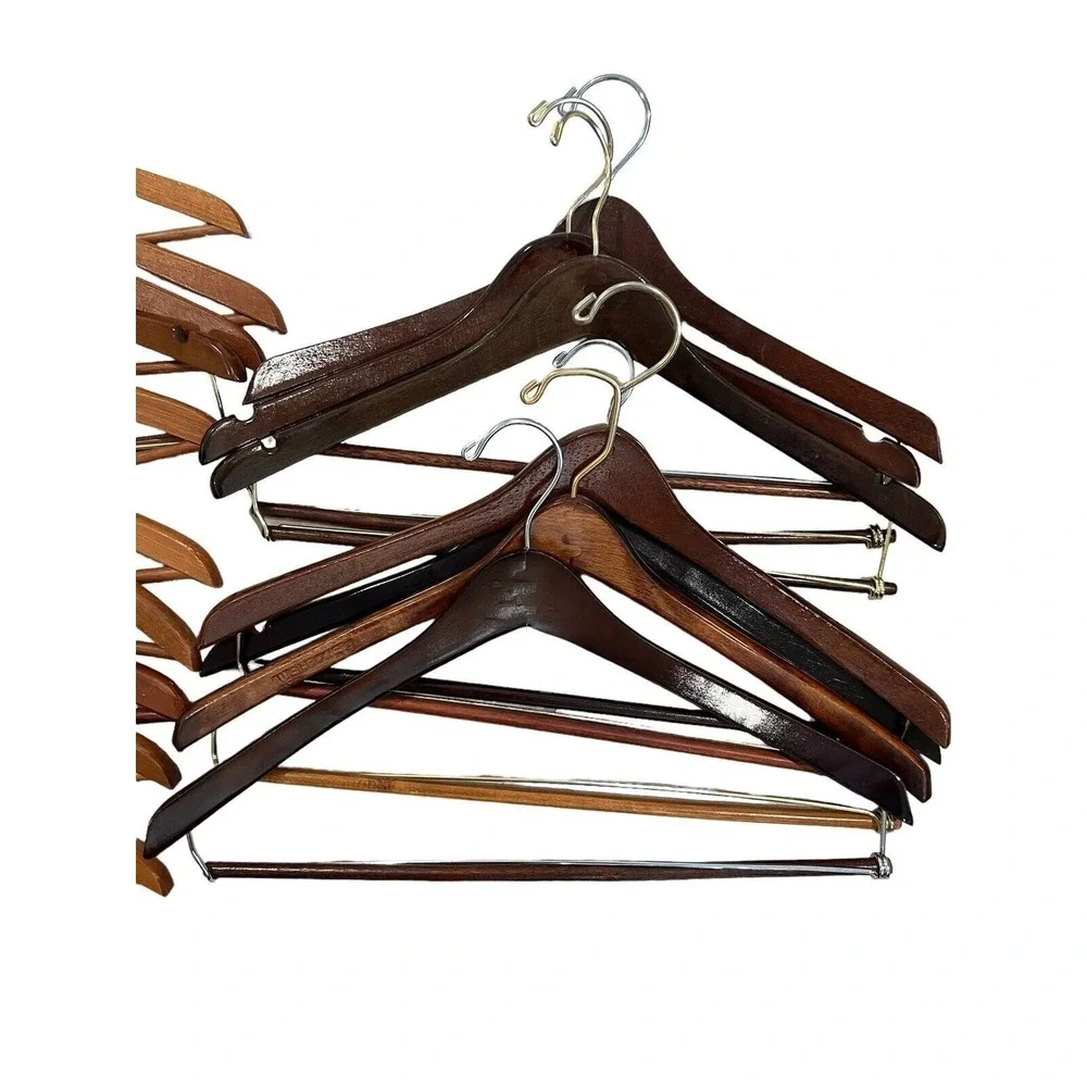 Vintage Wishbone Shape Wooden Hangers 19 Suit Jacket 5 Trouser Pants Lot of 24